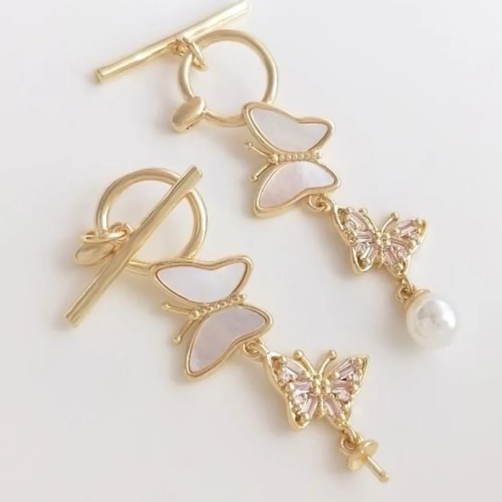 

Циркон Липкий Натуральный Материнская Ракушка Медь Подвески 14 К Золото Цвет Бабочка Жемчуг Держатель Ожерелье Подвеска OT Пряжка DIY Ювелирные Изделия