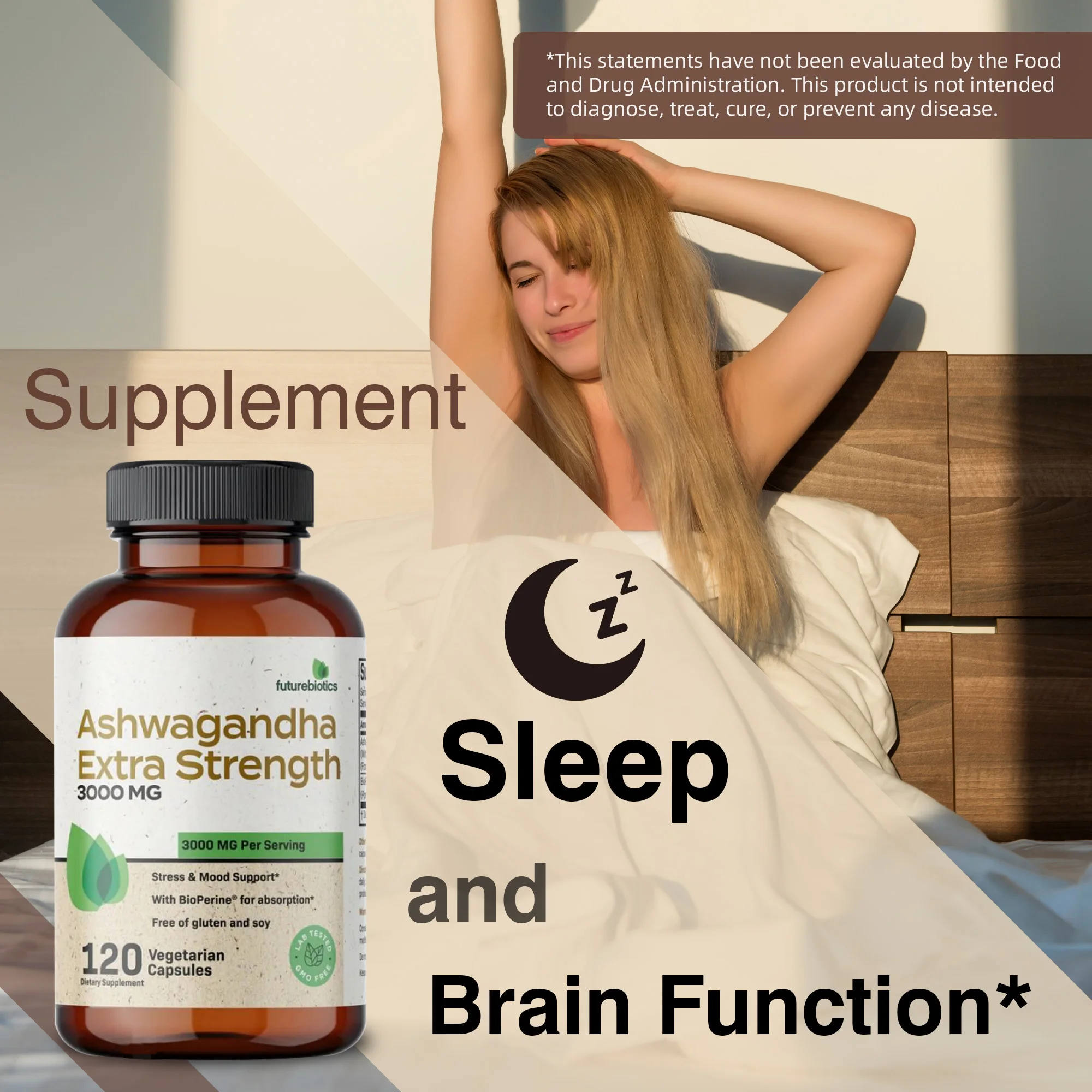 أشواغاندا قوة إضافية 3000 ملغ - تخفيف قوي للتوتر، يعزز وظيفة الدماغ، ويحسن جودة النوم، والمزاج الإيجابي #6