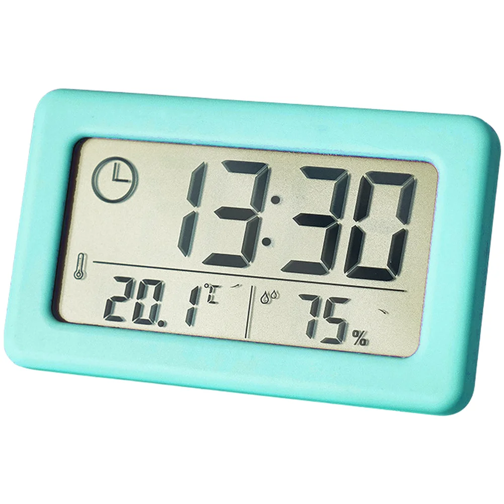 Slender Digital Clock Featuring Time Date for temp Humidity Readout Plus Stand and Wall Mount Compatibility White Red