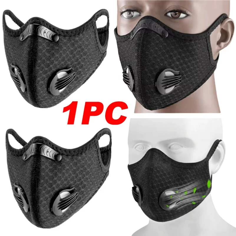 

1Pc Sport Face Mask Activated Carbon Filter Riding Mouth Cover PM 2.5 Dustproof Reusable Washable Cardio Sports Mask Cubre Bocas