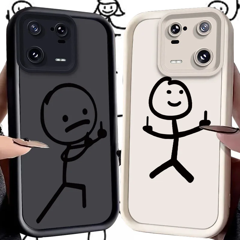 Stick Figure Case for Xiaomi Mi 14 13 13T 12 12T 11 11T Pro Lite 12X 12S POCO F6 F5 X5 X3 NFC Soft Silicone Back Cover Funda