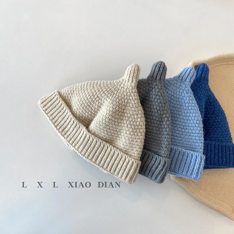 Baby Pacifier Hat Autumn and Winter Infants and Toddlers Korean Boys and Girls Super Cute Wool Knitted Pullover Pointed Hat