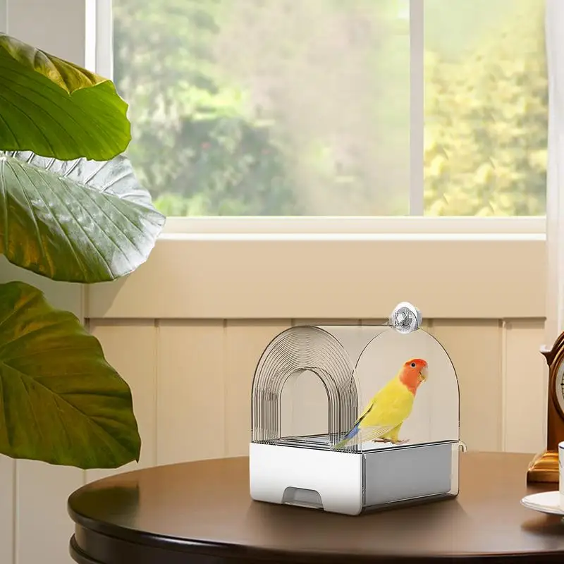 Bird Small Tub Pet Bird Shower Drawer Box Bird Cage Accessory Transparent Bird Bath Tub Bowl For Parakeets Canaries Budgerigars