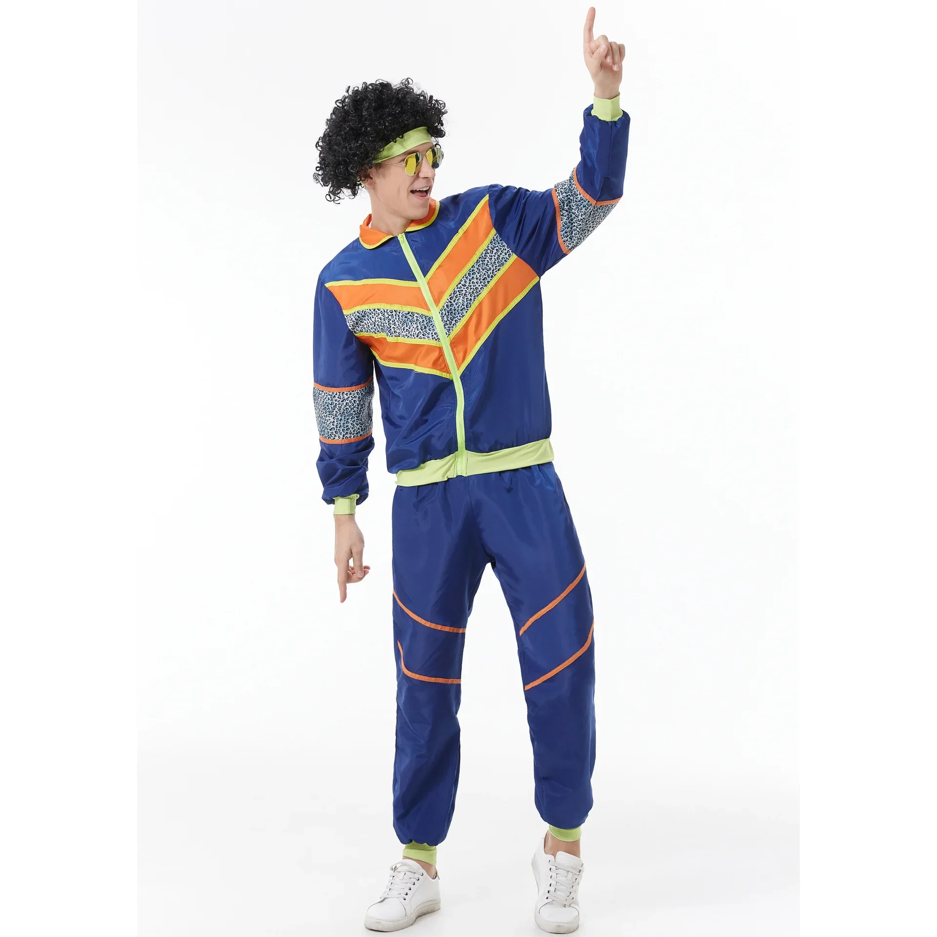 Women Ladies Men 80s Height Of Fashion Tracksuit 1980s Party Retro Disco Neon Costume