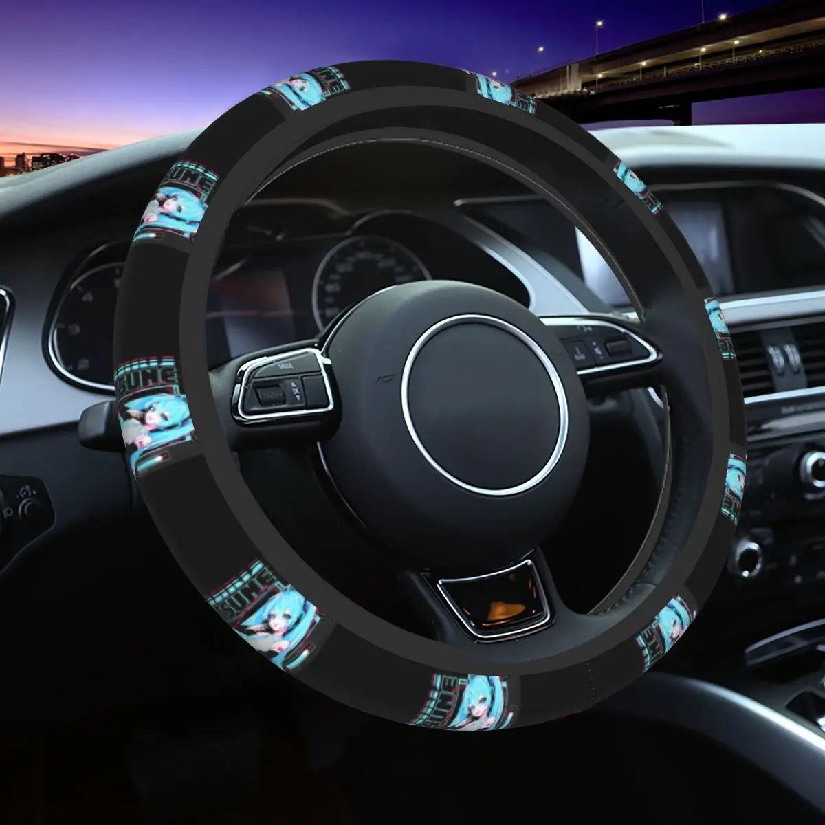 

37-38cm Hatsuned Mikues Auto Car Steering Wheel Cover Singer Anti Slip Universal 15 inch Steering Wheel Protector Fit for Trucks