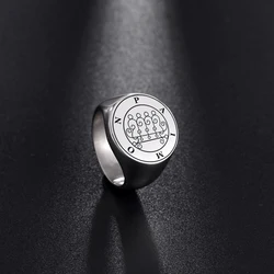 Dreamtimes Seal Satan Rings For Men Stainless Steel Paimon Sceal Baphomet Sigil of PAIMON 19mm Silver Color Ring Jewelry Gifts