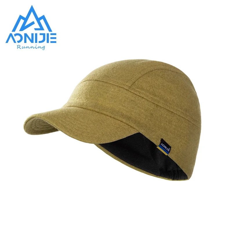 AONIJIE M40 Unisex Winter Warm Wool Knitted Ear Hat Pure Collapsible Brim Cap Rear Elastic Strap for Running Hiking Fitness