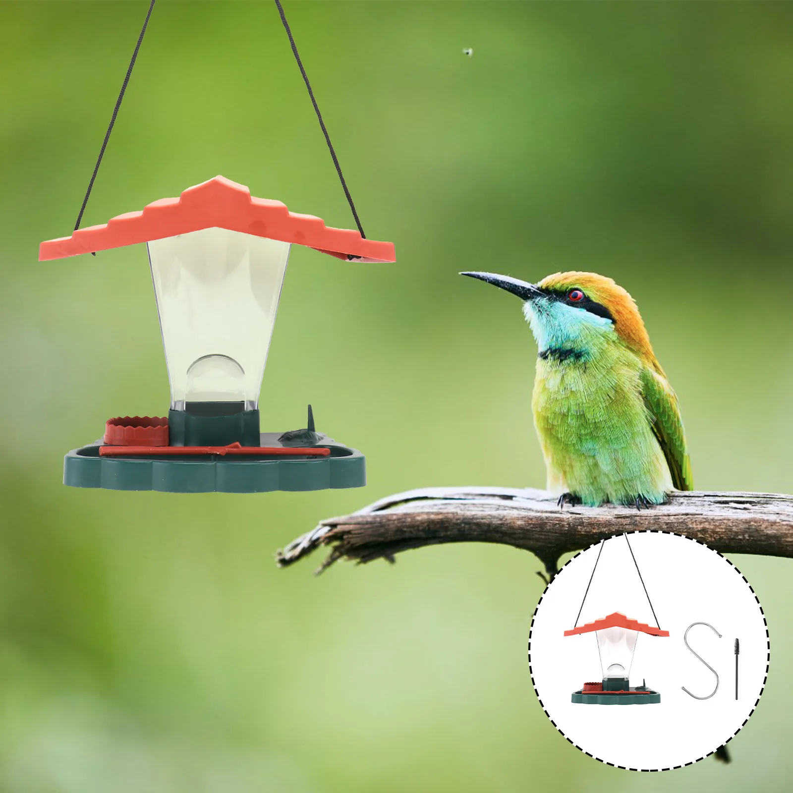 

1 Set Outdoor Feeder Hanging Plastic Durable Garden Backyard Decoration Bird Attracting Accessory Environmental Friendly Bird