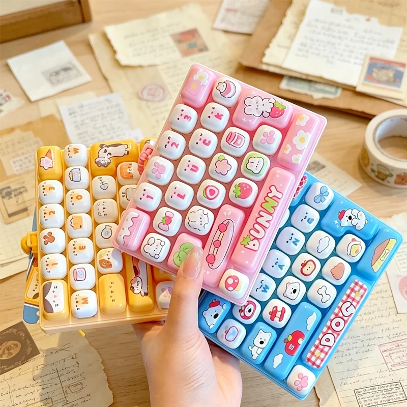 26Grid **Keycap Clicker Anti Stress Fidget Keyboard Keychain Decompression Button Cartoon Hand Relax Party Favor Gift 26구 키캡 키링