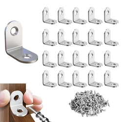 1-50Pcs L Shaped Brackets 90 Degree Right Angle Stainless Steel Bracket Fastener with Screw For Wood Furniture Cabinet
