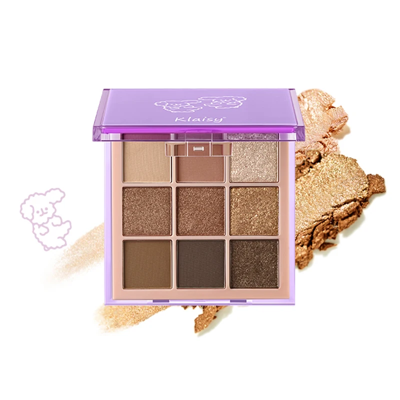 Klaisy Lovely-paleta de sombra de ojos mate y brillante, pigmento de ojos Nude brillante impermeable, polvo de sombra de ojos brillante, 9 colores