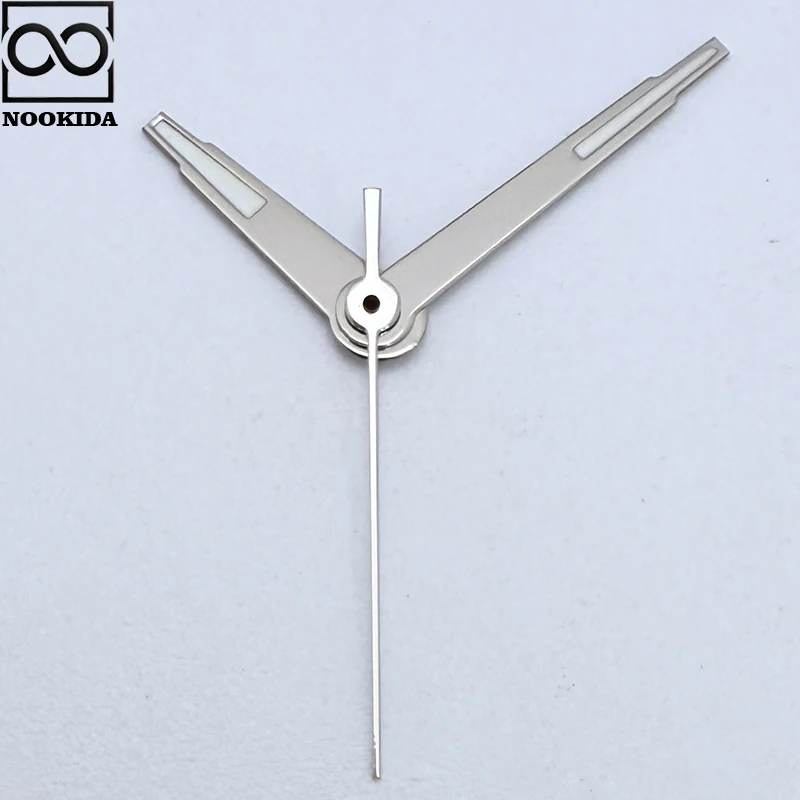 NOOKIDA NH35 シルバーシンプルなポリッシュ時計針グリーン発光フィット NH35 自動運動機械式時計アクセサリー