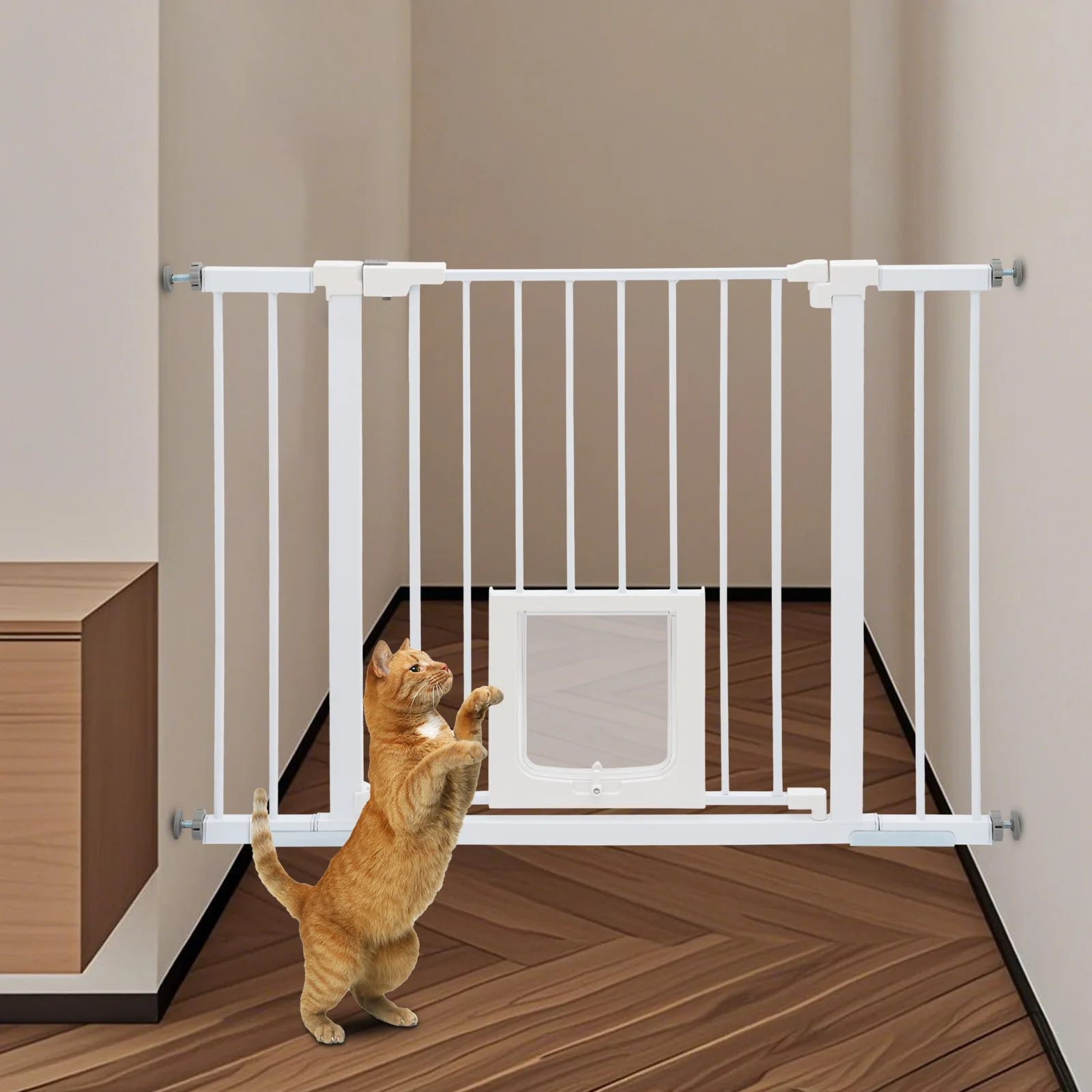 

Children's Safety Barrier Gate Adjustable Length 75-82cm Stair Gate Baby Safety Gate Protection with Pet Door