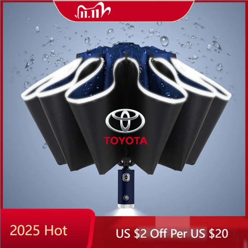 

Fot Toyota 2026, новые колпаки на ступицу, автомобильная наклейка, складной зонт заднего хода, светодиодный фонарик, зонтик со светоотражающей полосой для toyota camry