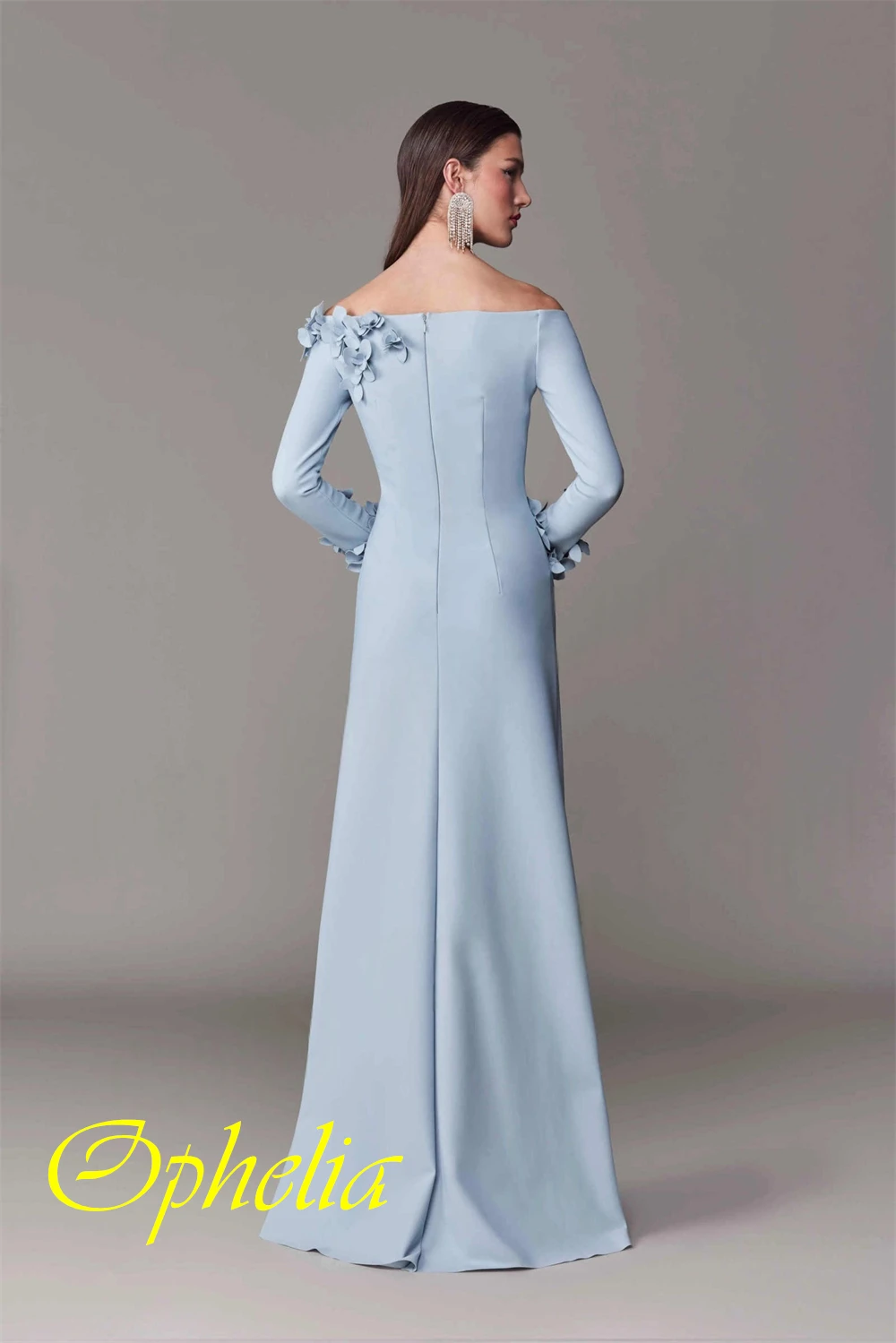 Sukienka wieczorowa z kwiatami z dżerseju na zamówienie, seksowna sukienka koktajlowa z dekoltem w łódkę, elegancka sukienka z długim rękawem na specjalne okazje.