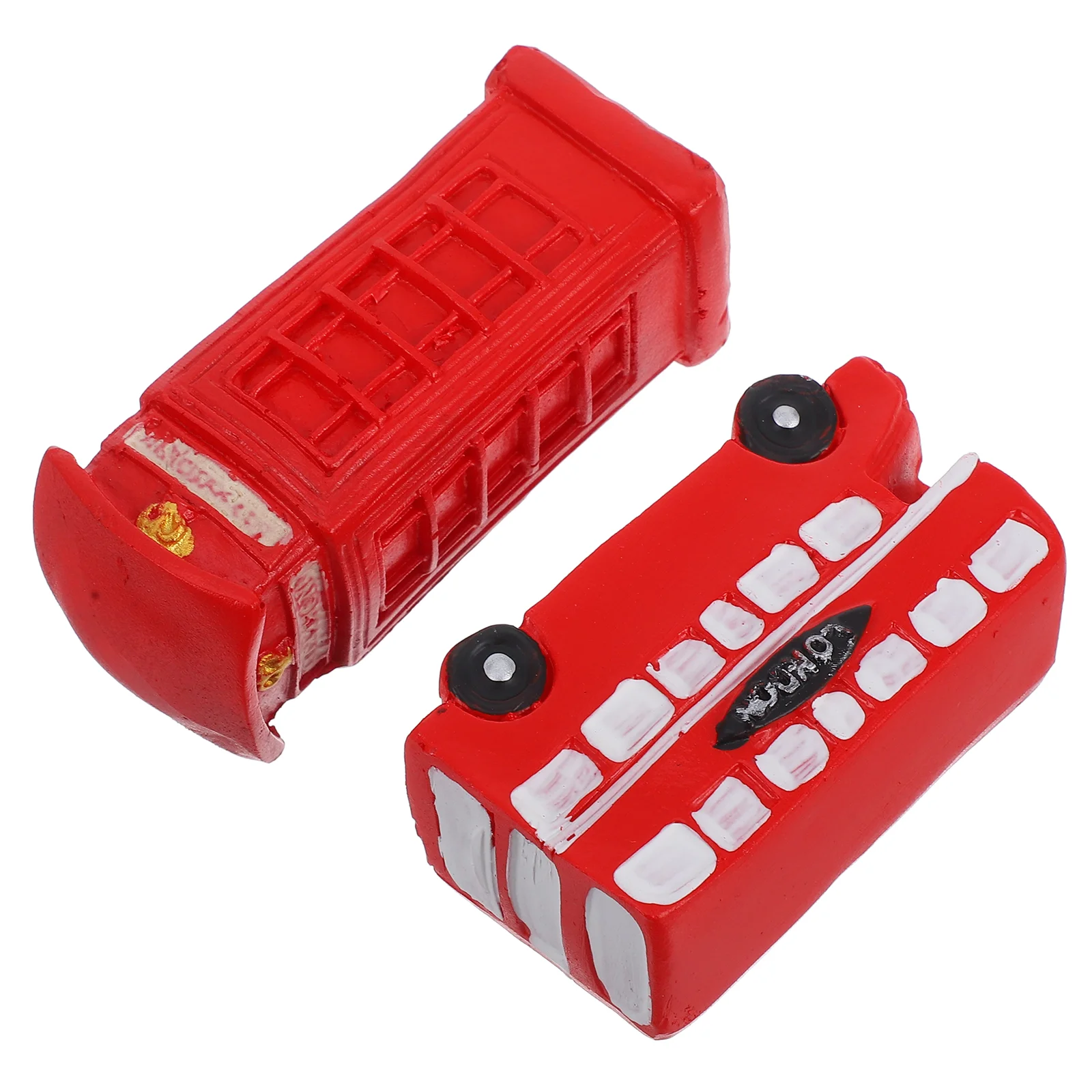 

2 Pcs Car Toy Ornaments Vintage Home Decor Adorable Telephone Booth Desktop Travel