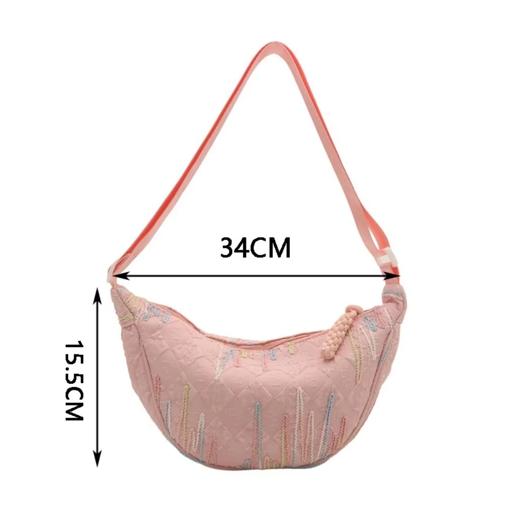Women's Fashion Nylon Crossbody Bag Vintage Solid Color Messenger with Colored Shoulder Strap Bucket Style image 5