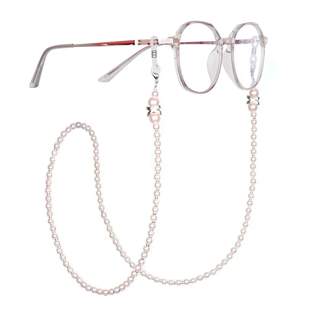 Imitation Pearl Reading Glasses Chain Beaded Chain Eyewear Tool Sunglass Lanyard Straps 75cm 6 Colors Pearl Glasses Straps