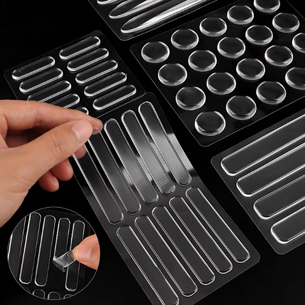Silicone Anti-collision Strip Oval Self-adhesive Traceless Transparent Soft Sticker Door Handle Stopper Cushioning Protector Mat