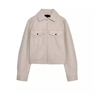 

New Autumn Faion Women's Soft Zipper Jaet Pure Color ket Decorated Outerwear Long Sve Straight Cut Regular Length