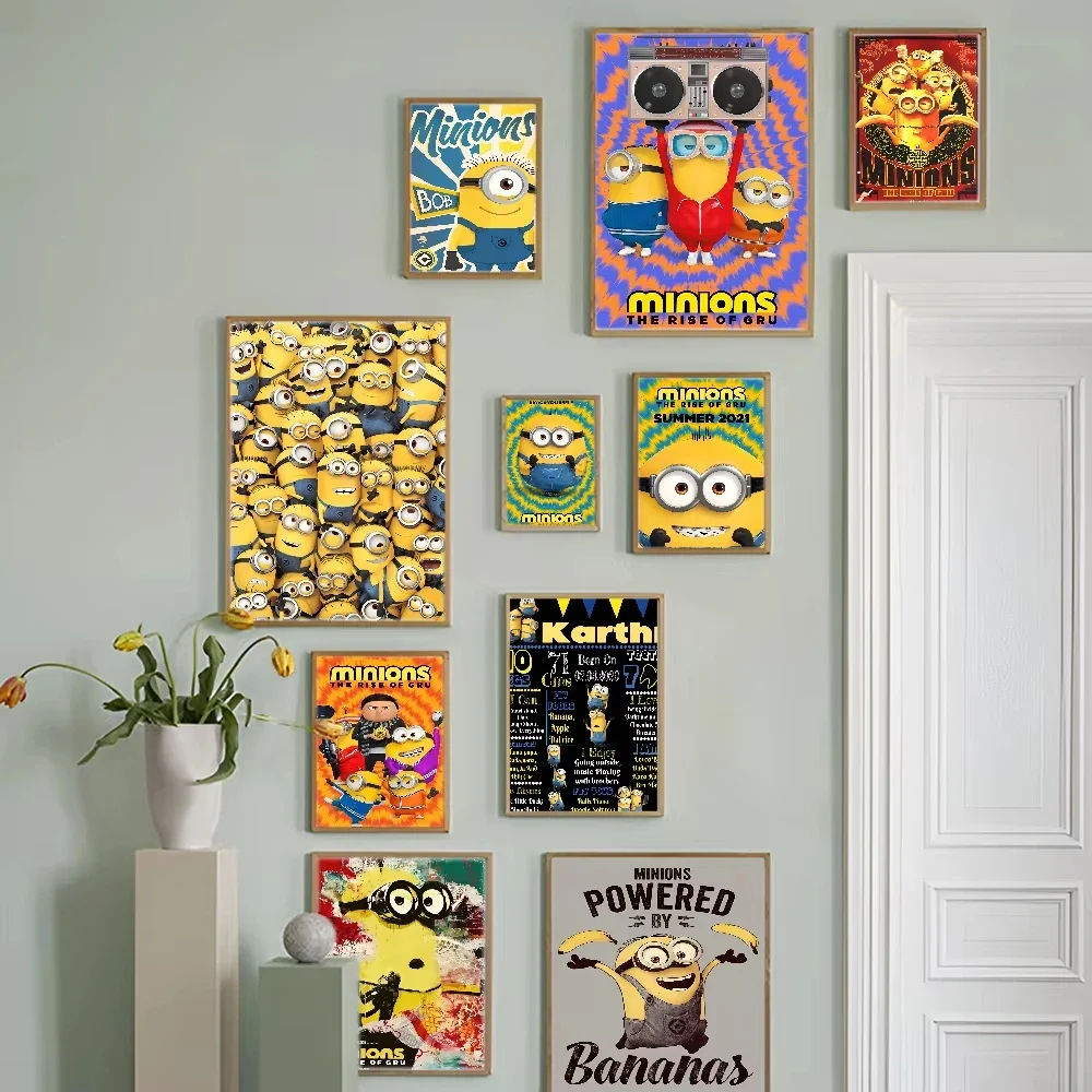 MINISO dibujos animados encantador hombre plátano amarillo clásico Vintage carteles decoración pintura arte De la pared papel Kraft blanco Kawaii habitación De