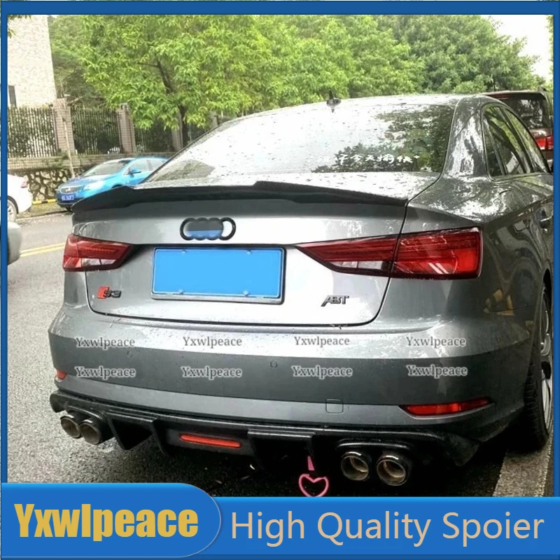 

For Audi A3 S3 4 Door Sedan 2014-2019 ABS Plastic Unpainted Color Rear Trunk Lip Spoiler Body Kit Accessories