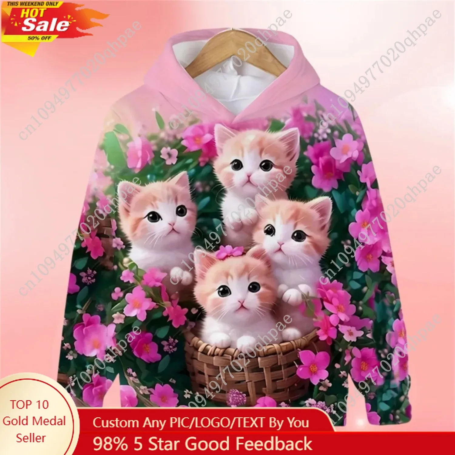 

2024 Kawalii Girls Clothes Hoodies for Kids Cat Hoodie Fashion Cartoon Spring Autumn Casual Cartoon Print Sweaters for Children