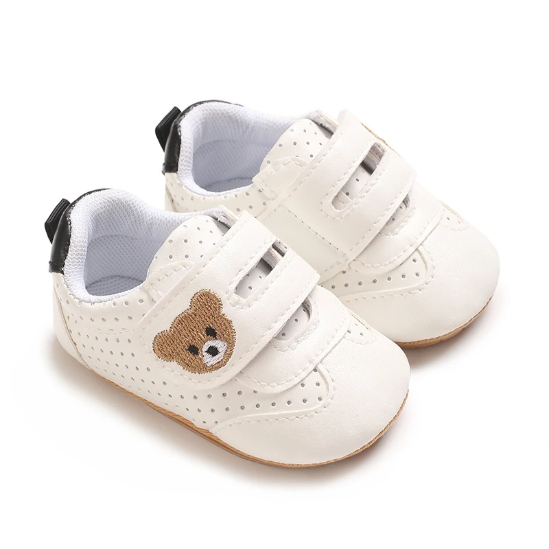 Scarpe da ginnastica per bambina da 0-18 mesi Scarpe da prima camminata per neonato con ricamo orso carino Scarpe da ginnastica antiscivolo