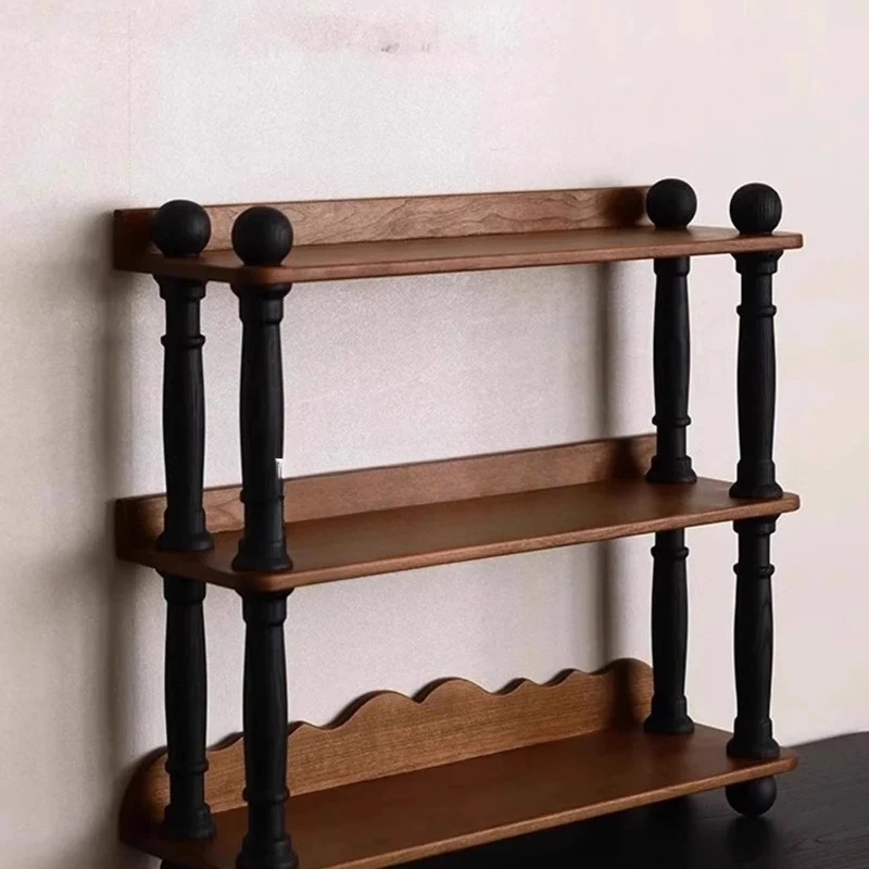

Vintage French medieval shelf antique retro bedroom wall desktop solid wood storage cup holder