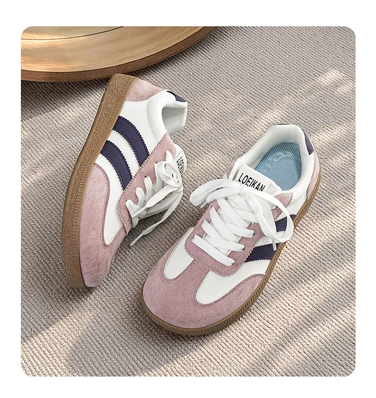 Damen Retro-Streifen-Sneaker mit Gummisohle, Schnürung, flache Schuhe, modische, vielseitige Freizeitschuhe zum Gehen für den täglichen Gebrauch – Detail 20