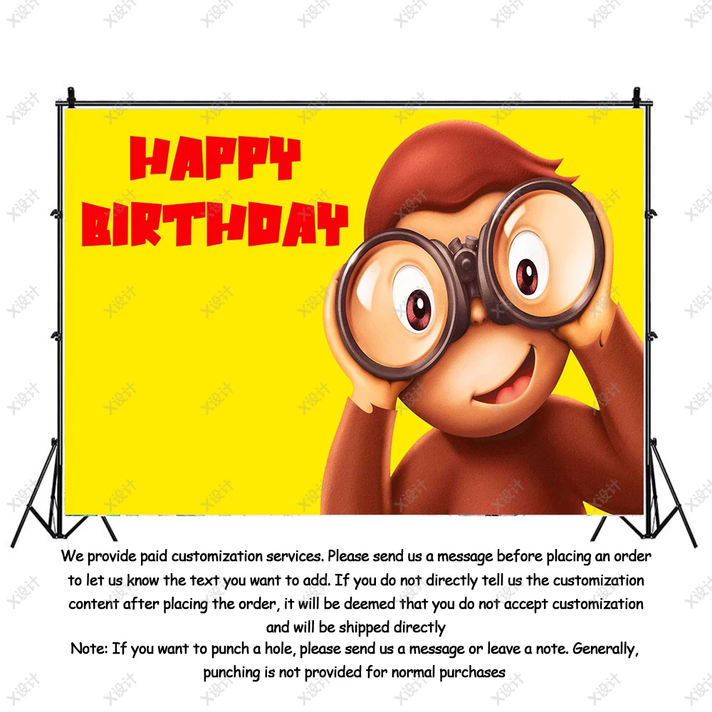 لطيف الكرتون جورج القرد خلفية الأطفال حفلة عيد ميلاد راية لوازم الديكور هدايا حفلات الطفل الفينيل صورة تبادل لاطلاق النار الدعامة