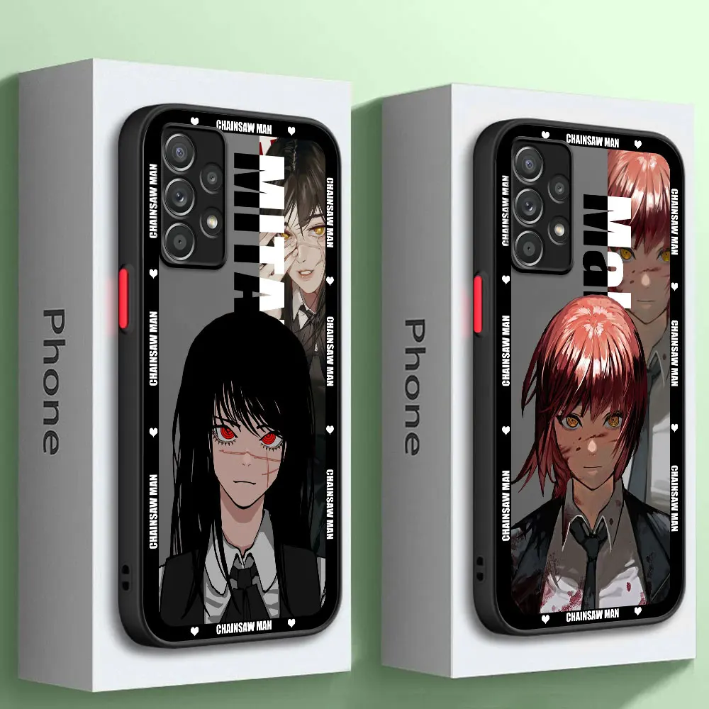 Matte Case For Samsung A52 A53 A12 A13 A14 A21s A22 A24 4G A32 A34 A54 A53 A72 A73 5G Phone Cover Chainsaw Man Makima Mitaka Asa