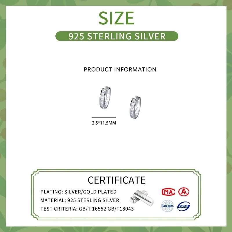 INZATT Trendy Real 999 Sterling Silver Zircon Round Hoop Earrings For Women Classic Fine Jewelry Minimalist Accessories - Image 2