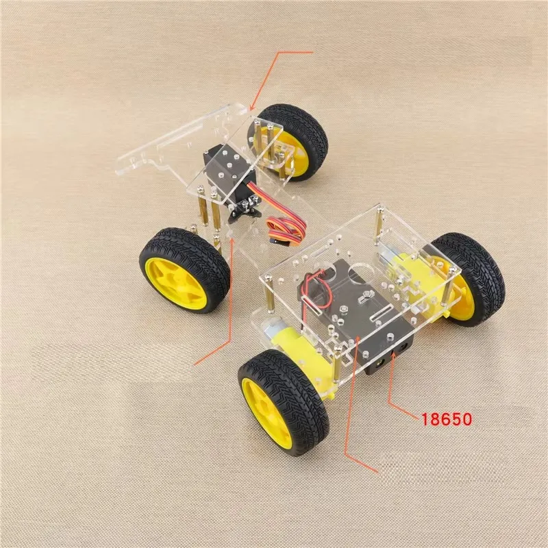 Vierwielige stuurmachine met twee aandrijving voor intelligente autochassis volgen Obstakel vermijden Robotchassis Intelligent autochassis