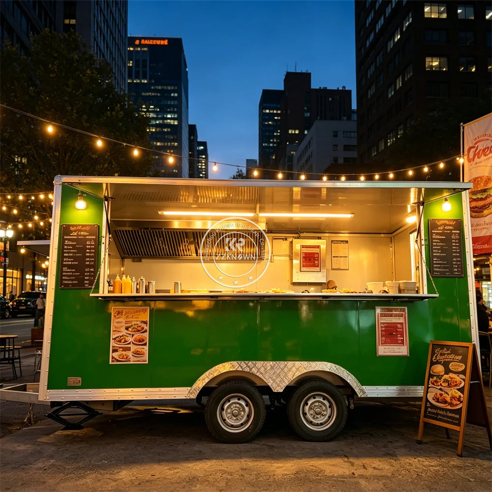 

Customized Concession Food Trailer Mobile Pizza Van Street Catering Kiosk BBQ Grill Food Truck With Fully Equipped Kitchen