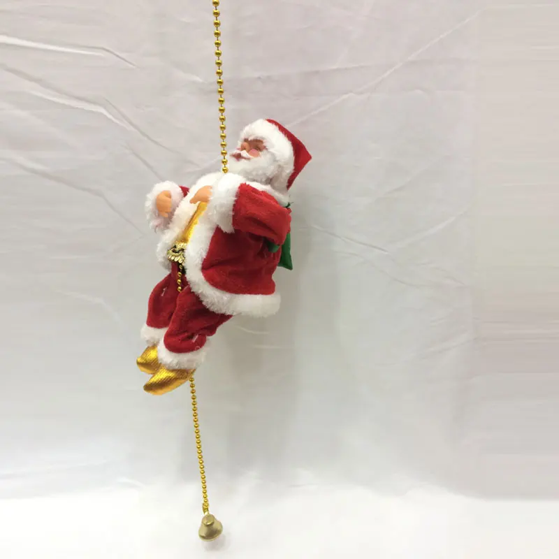 Juguete electrónico de Papá Noel de peluche, escalera de escalada, padre de Navidad con música, buen regalo de cumpleaños de Navidad para niños y niñas