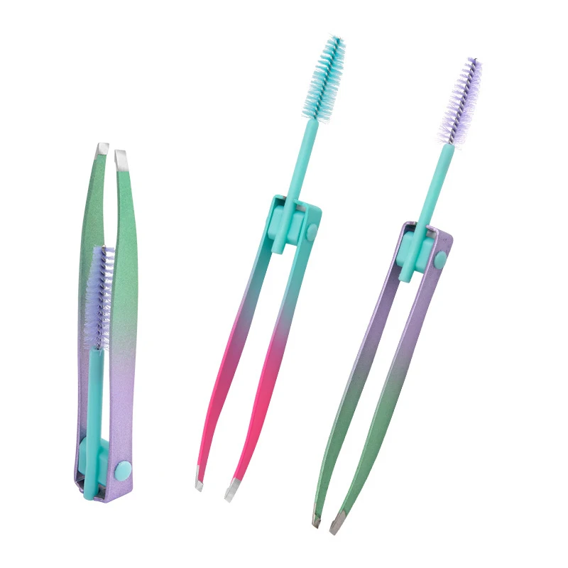 الحاجب الملقط و فرشاة رمش ، المهنية غرامة الشعر مجتذب ، أدوات ماكياج ، اختيار الصلب ، مقاطع الجمال إزالة ، 2 في 1