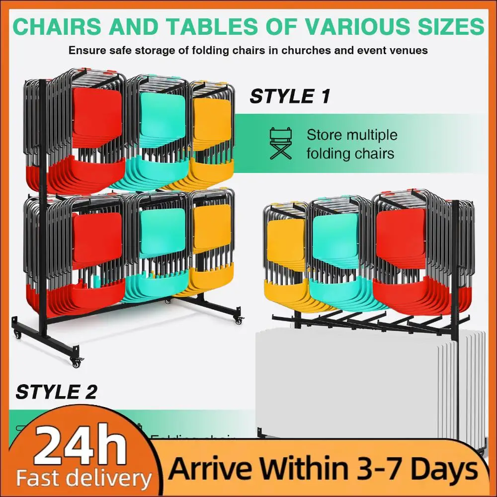

Прочная складная тележка для стульев с фиксируемыми резиновыми колесами, тележка-стеллаж для хранения складных стульев, грузоподъемность 88 фунтов, для свадеб и мероприятий