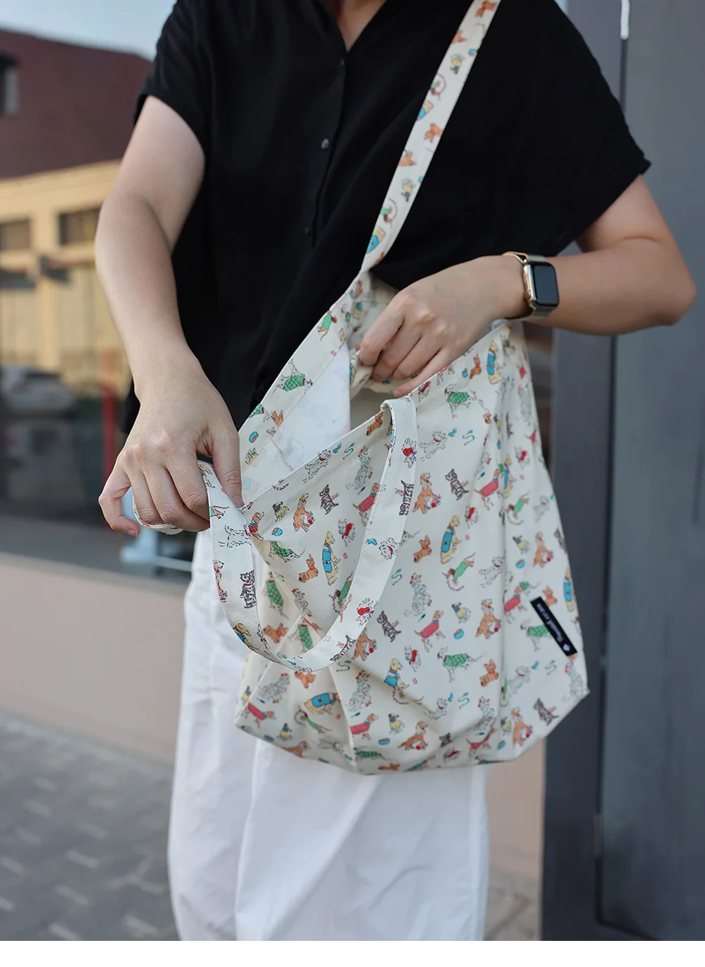 Damen-Einzelschultertasche mit Cartoon-Tiermuster, lässig, niedlich, Kawaii, adrette Damen-Einkaufstasche – Detail 5