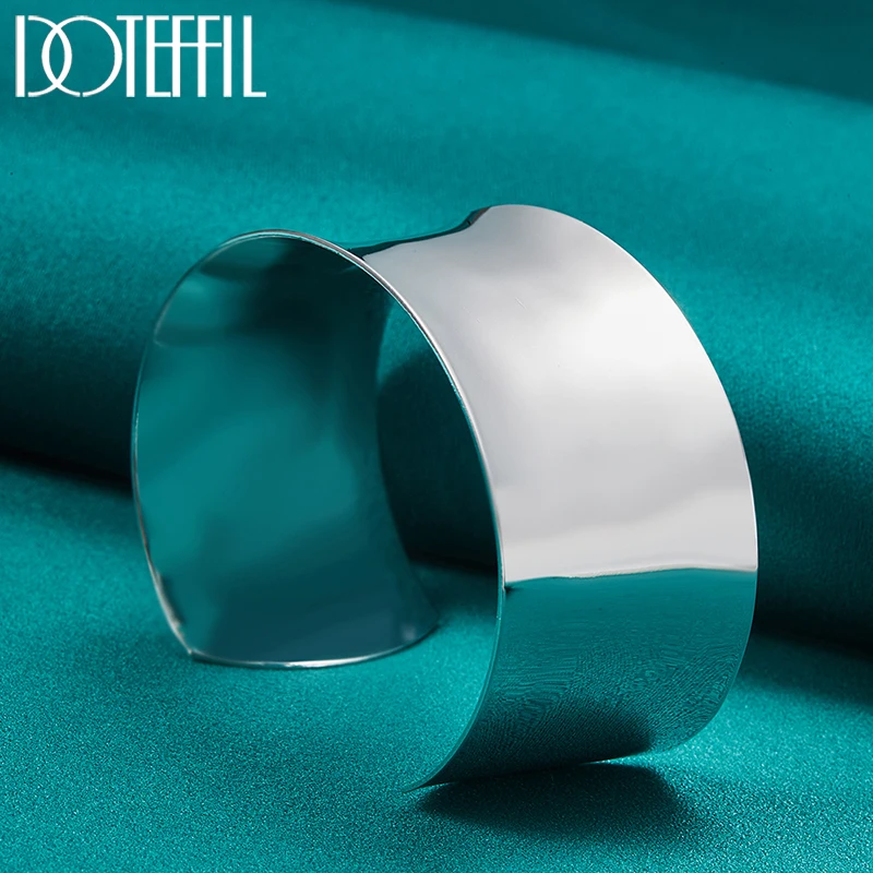 DOTEFFIL 925 Sterling Silver 30mm Smooth Bangle Bracelet For Woman Man Wedding Engagement Fashion Charm Party Jewelry