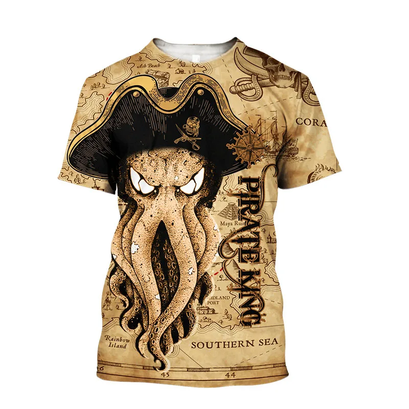 Cthulhu Style Men\'s T-Shirt 3D Octopus Print Short Sleeve Tops Street Casual T Shirt Streetwear Oversized Tee Shirt Men Clothing