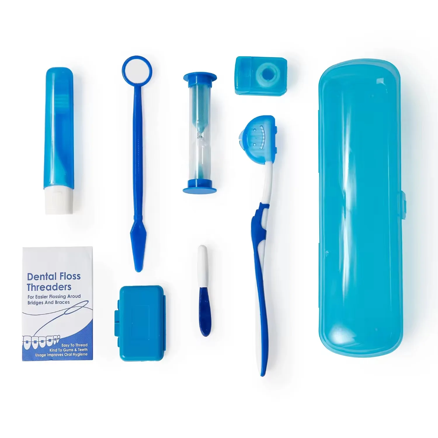8pcs/Box Orthodontic Oral Care Kit Clean Braces Portable Travel Toothbrush Mirror Interdental Brush Supplies Floss Thread Tool