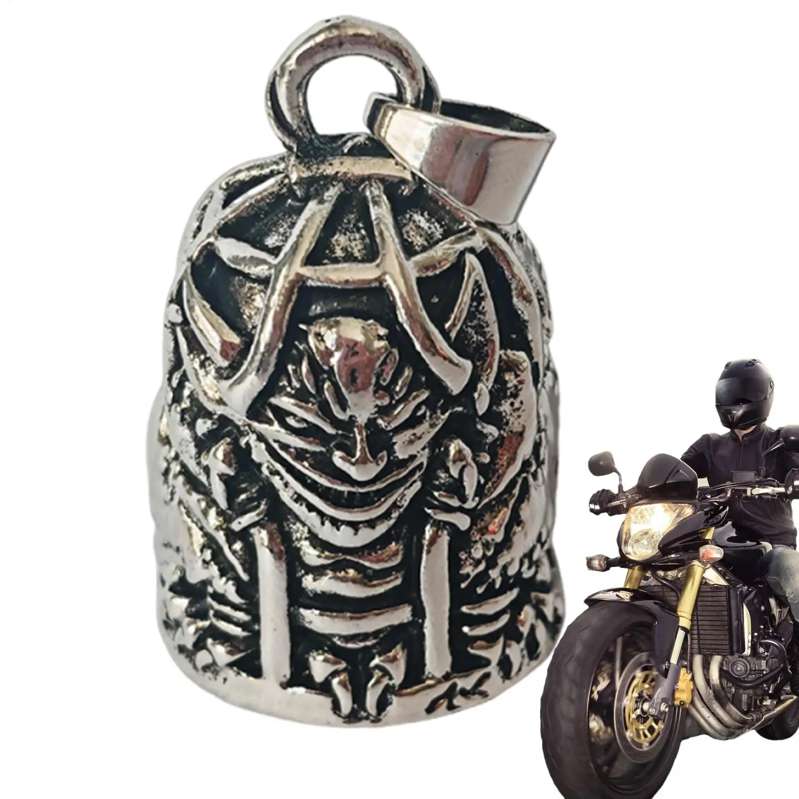 Motorcycle Style Retro Cage Demon Riding Lucky Bell Motorcycle Lucky Bell Riding Accessories For Riders Bikers Men