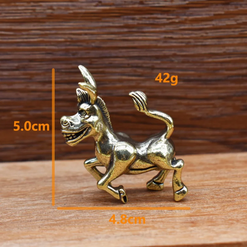 Pure Brass Craft Small Donkey Brass Ornament Desktop Home Decoration Brassware Cultural and Creative