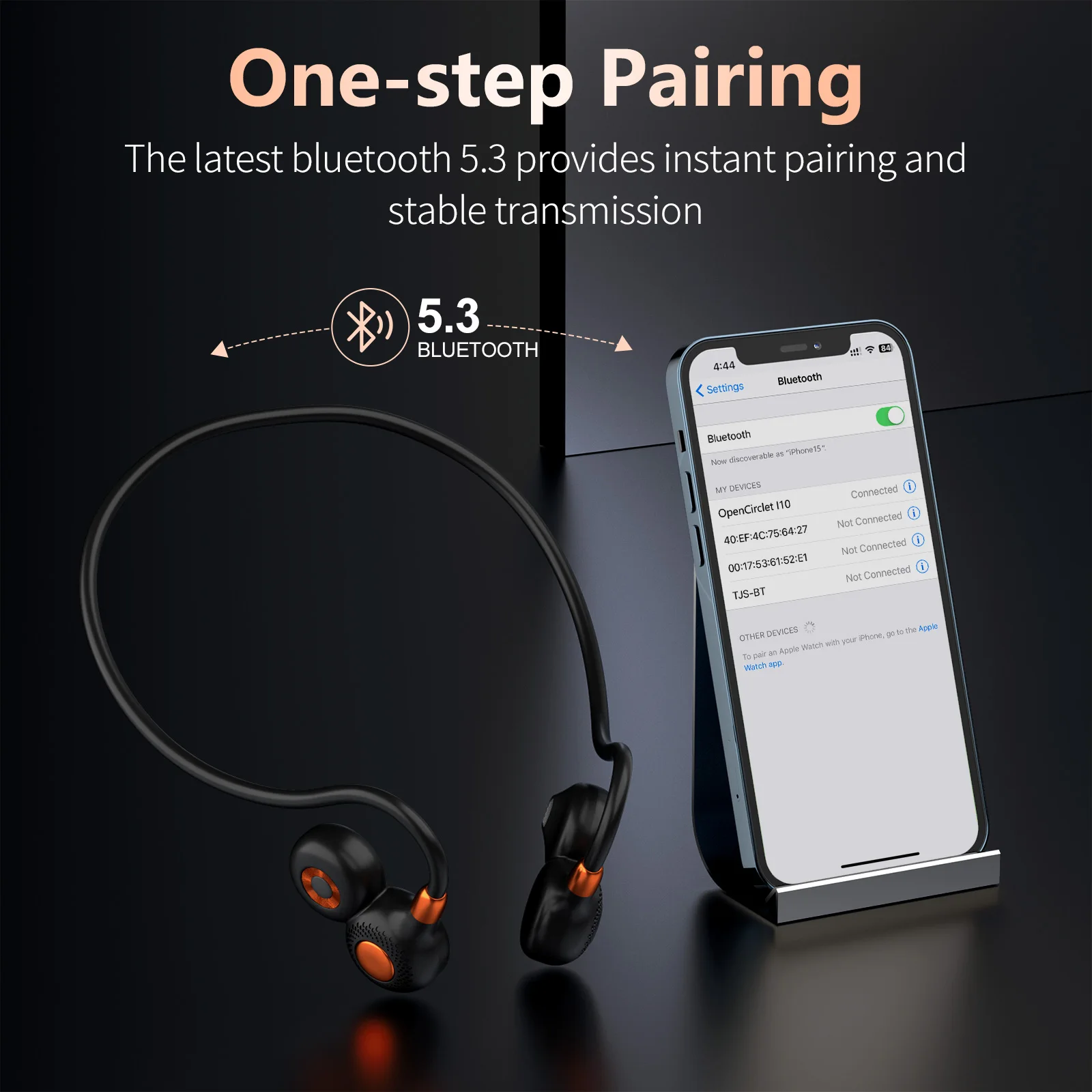 Open Ear Sport Headphones Wireless Air Conduction Earphones with Mic IPX6 Water Resistant 10 Hrs Battery Bluetooth 5.3 Earbuds