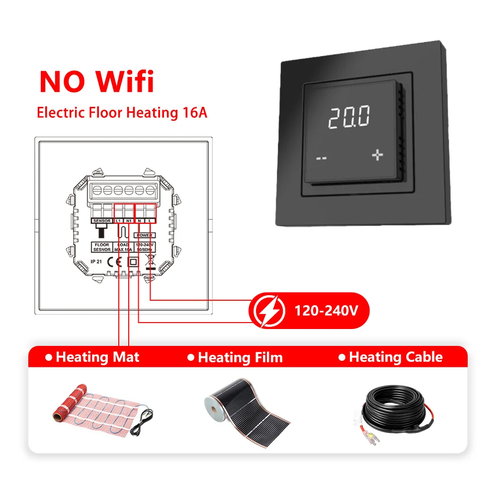 MAXKOSKO Touch key Thermostat Remote Warm Floor Heat Regulator Temperature Controller External 4 kinds of sensors Probe