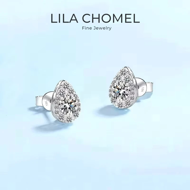 

Classic Engagement 18K White Gold Earplug Stud Earrings Women Wedding 1CT Moissanite Diamond PT950 Platinum Girl Birthday Gift