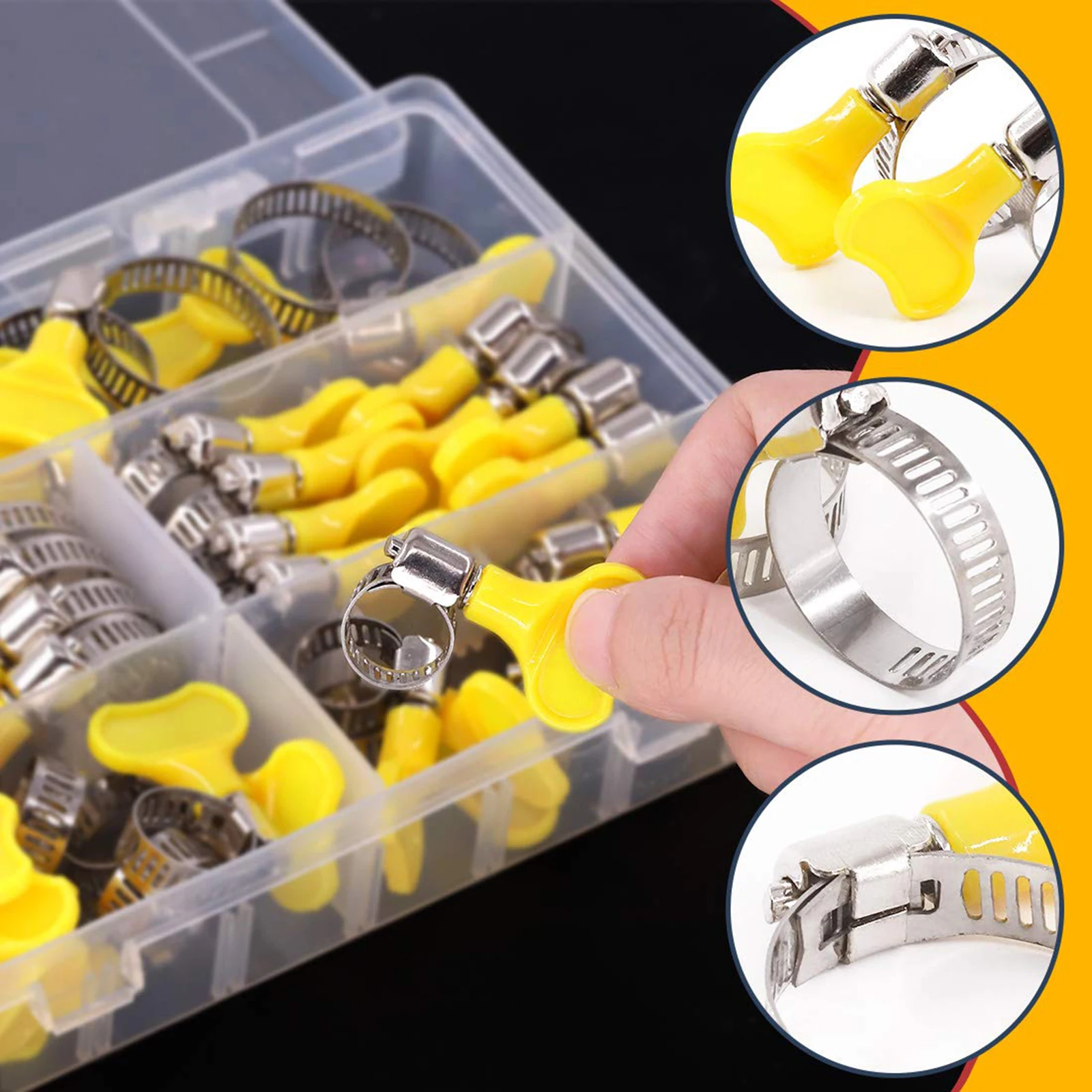 

40pcs Pipe Clamps 201 Stainless Steel Water Pipe Fixture Waterproof Water Pipe Extension Hose Clamp Self Twisting Pipe Clamp
