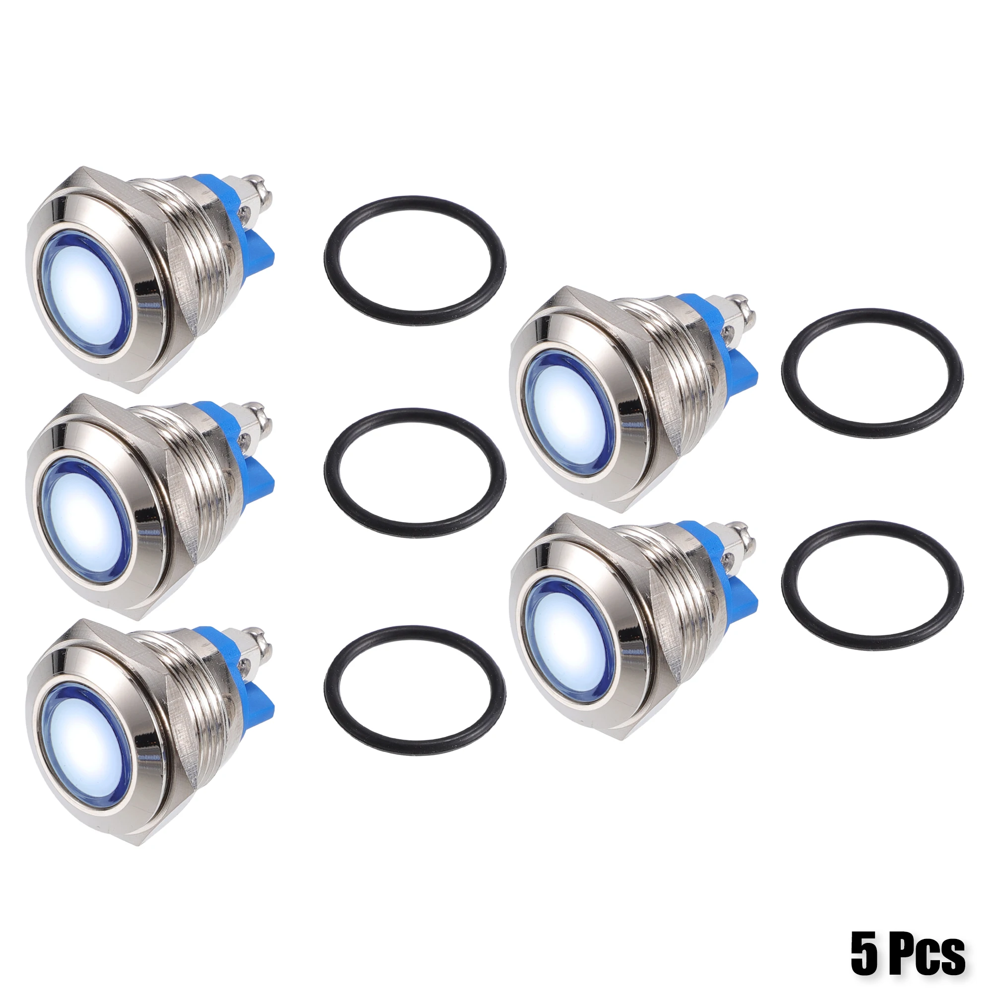 

UXCELL 5Pcs 16mm LED Waterproof Pilot Indicator Signal Warning Light Interior White