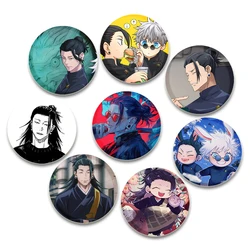 Geto Suguru Tinplate Pins Round Cartoon Art Display Brooches for Backpack Cothes Accessories Anime Collection Badge Decoration